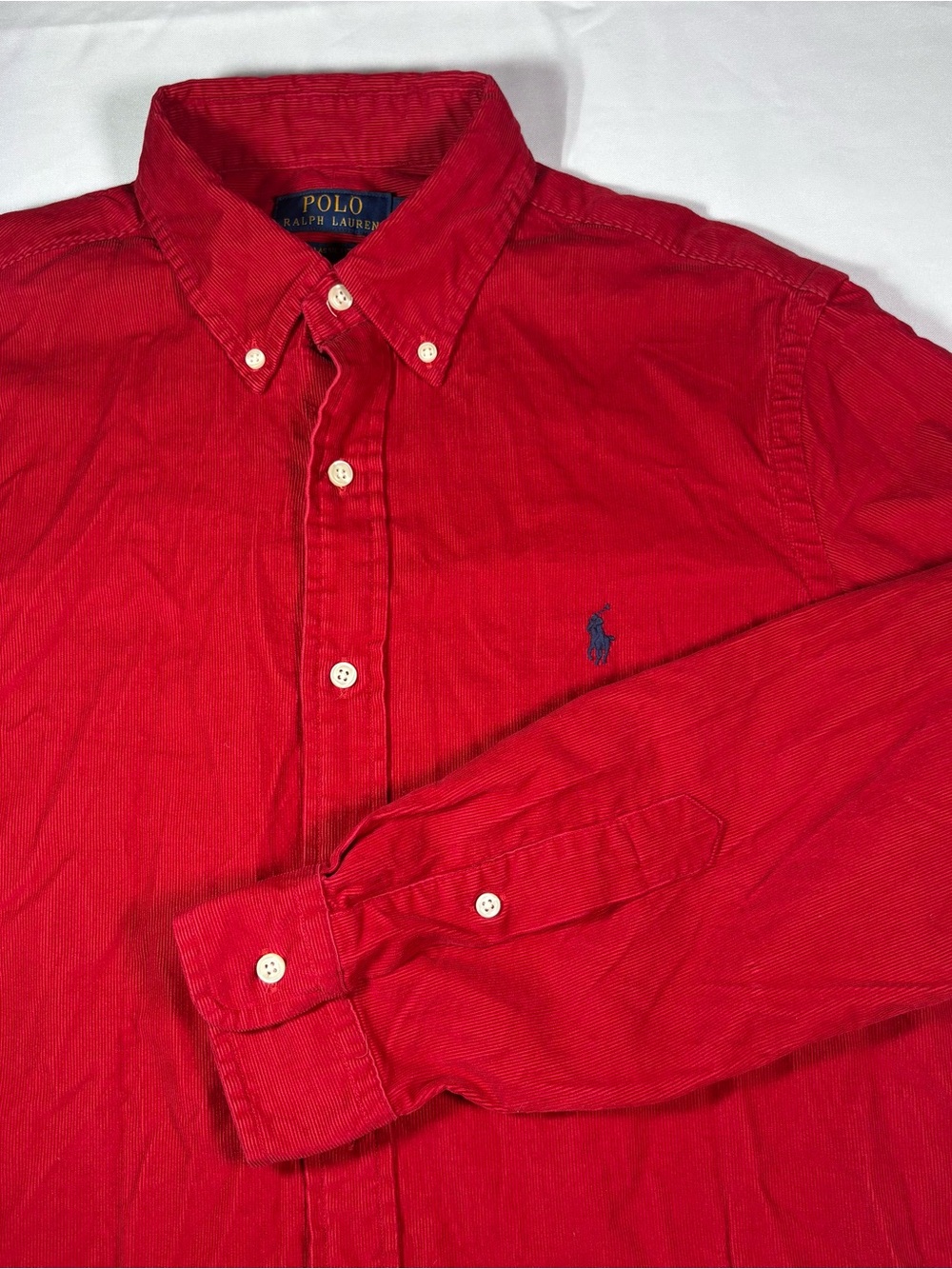 Ralph Lauren Red Men's Button-Down Shirt with Navy Pony